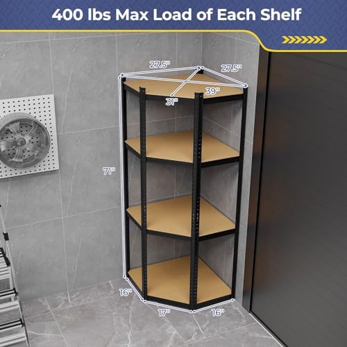 Tangkula 4-Tier Corner Shelving Unit 1600 LBS Heavy Duty