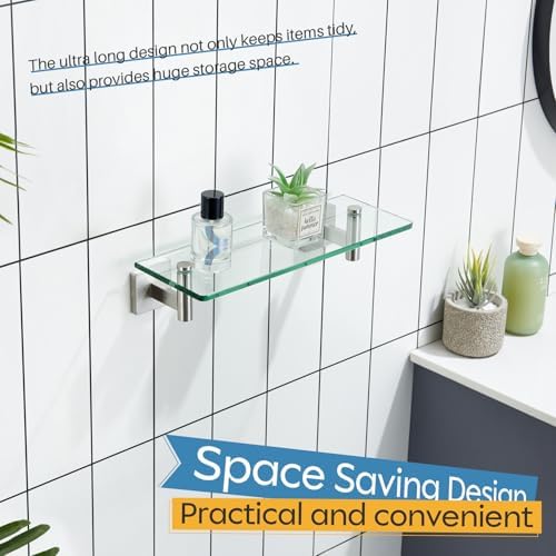 KOKOSIRI Floating Shelf 2 Pack Brushed Stainless Steel 12-Inch