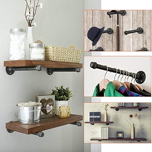 Industrial Black Iron Pipe Shelf Brackets for Floating Shelves 12 4 6