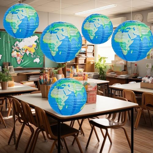 INFITE World Map Paper Lanterns Hanging Decor
