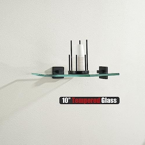 JQK Corner Glass Shelf Black 2 Pack TGS290L10-PB-P2