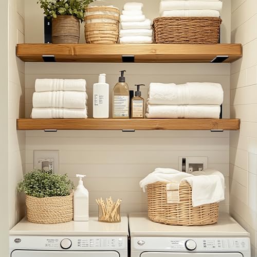 ELSKERHOME 12 Inch Floating Shelf L Brackets 8 Pack Black Metal Heavy Duty