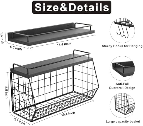 Bathroom Shelves With Hooks And Wire Basket