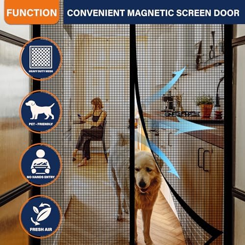 Mdavo Magnetic Screen Door 36x80 Inch Fiberglass