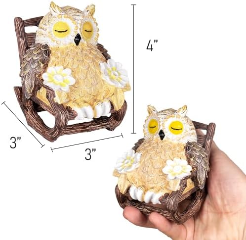 Solar-Powered Owl Statue on Chair Cute LED Figurine