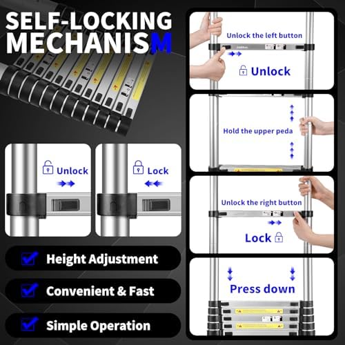 JADDUO 213 FT Telescoping Extension Ladder with Stabilizers
