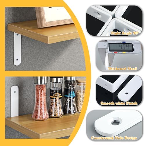 Alise Floating Shelf Brackets 4Pcs White Heavy Duty L Corner