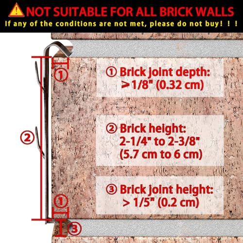 Heavy Duty Brick Wall Hooks 24 Pack No Drill Hanging