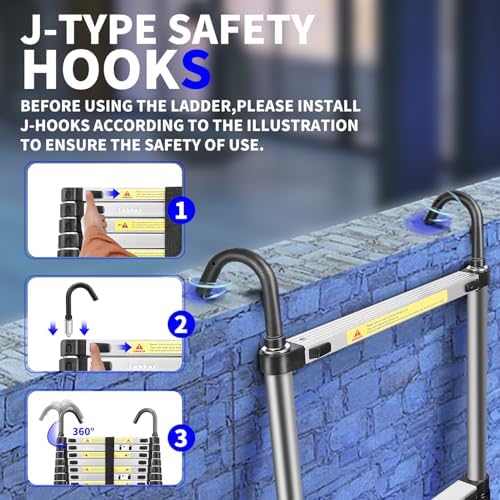 JADDUO 213 FT Telescoping Extension Ladder with Stabilizers