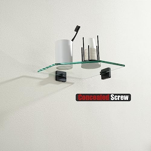 JQK Corner Glass Shelf Black 2 Pack TGS290L10-PB-P2
