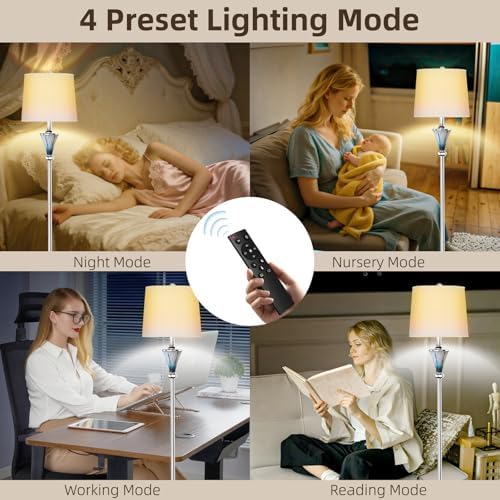 Blue Glass Floor Lamp with Smart Remote Control