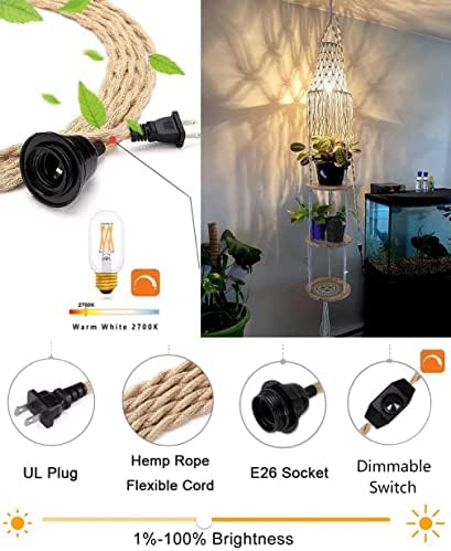 Boho Plug in Pendant Light with 3 Tier Plant Shelf