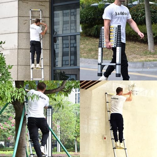 JADDUO 85 FT Telescoping Ladder with 2 Triangle Stabilizers