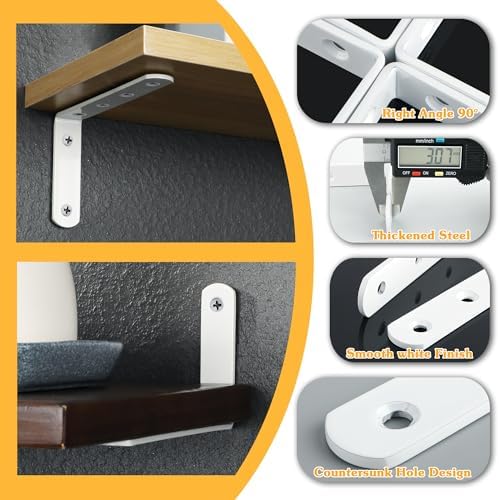 Alise 8 Pack Floating Shelf Brackets White Heavy Duty L Brackets