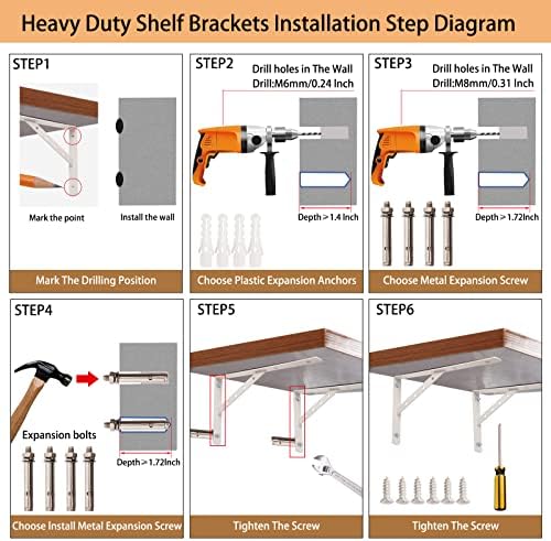 Dluno 16 Inch Heavy Duty Floating Wall Shelf Brackets 2-Pack White