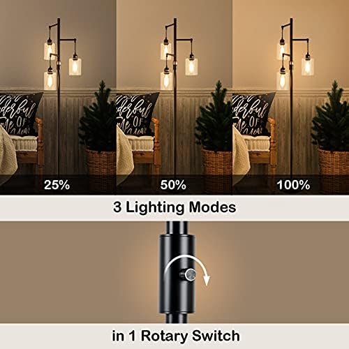 Airposta 3-Head Industrial Floor Lamp with Dimmable Switch Black