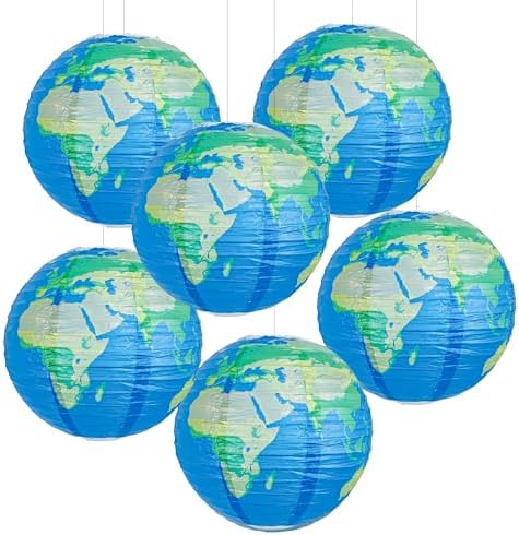 INFITE World Map Paper Lanterns Hanging Decor