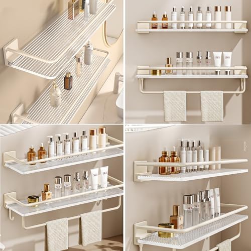 2pcs Acrylic Bathroom Shelves Floating Wall Mount No Drilling