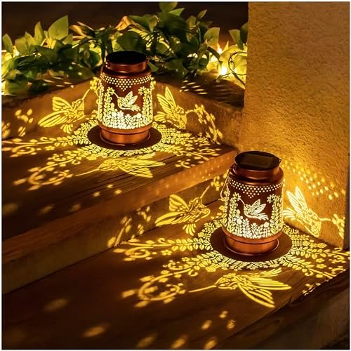 EZTZEN Hummingbird Solar Lantern Outdoor Hanging Light