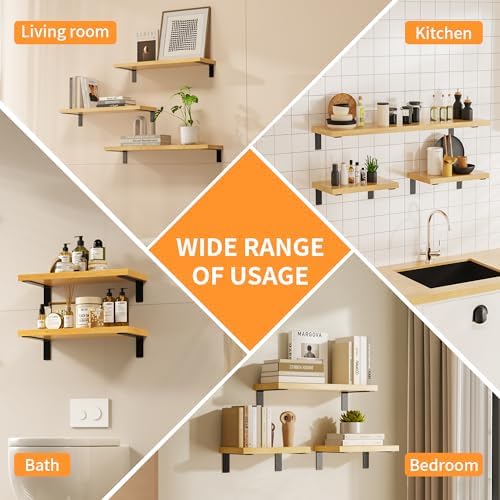 KLOMPAR Heavy Duty L Shelf Bracket 6 Pack Black