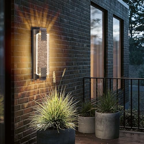 Dusk to Dawn Outdoor Wall Light with Crystal Bubble Glass