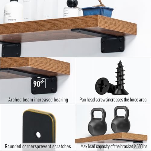 Floating Shelf Bracket 8 Inch Heavy Duty 4 Pack Matte Black