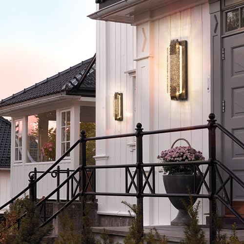 Dusk to Dawn Outdoor Wall Light with Crystal Bubble Glass