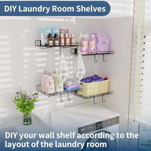 4 Pack Heavy Duty Garage Wall Shelves with Hooks