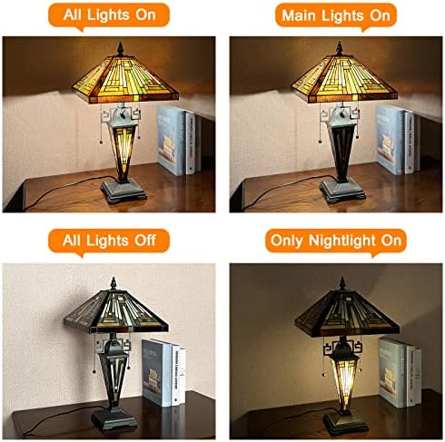 Capulina 3-Light Tiffany Style Table Lamp 12x12x23 Inches Amber Brown