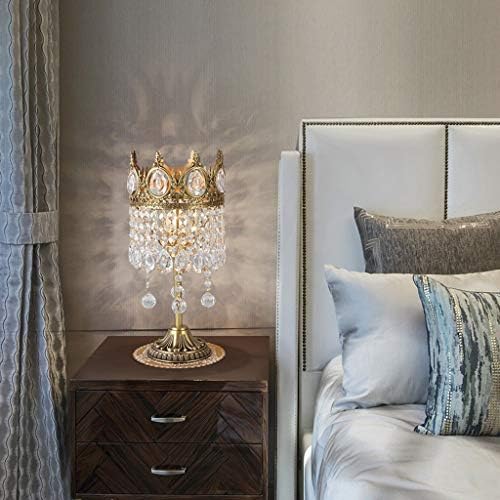 Elegant Copper Crystal Table Lamp with LED Light