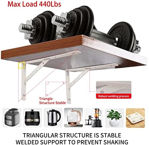 Dluno 16 Inch Heavy Duty Floating Wall Shelf Brackets 2-Pack White