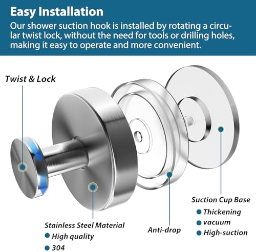 AbluFirst Suction Cup Hooks for Shower and Bathrooms