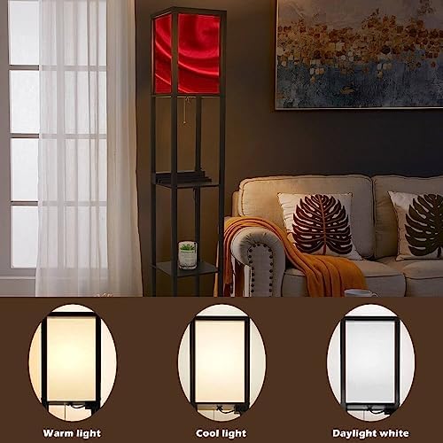 Modern Floor Lamp with Shelves USB Power Outlet