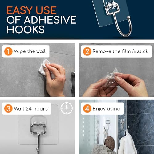 GLUIT Heavy Duty Wall Hooks 22 lbs 6 Pack No Damage