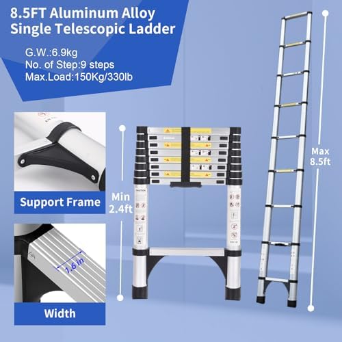 JADDUO 85 FT Telescoping Ladder with 2 Triangle Stabilizers