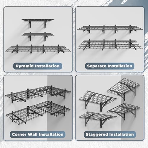 4 Pack Heavy Duty Garage Shelving Set Black