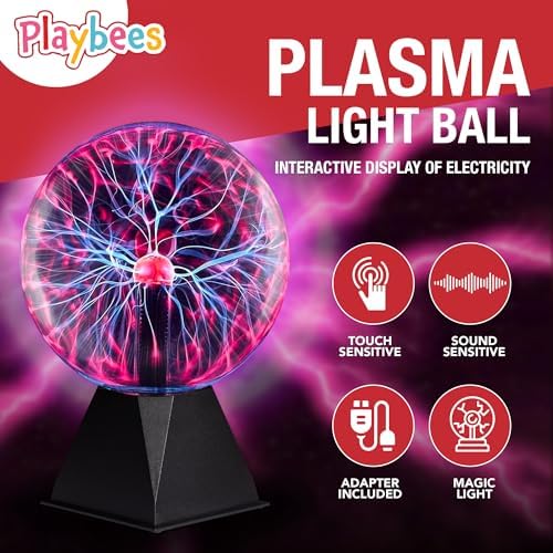 Red Plasma Ball 7 Inch Plug In Tesla Coil Bulb