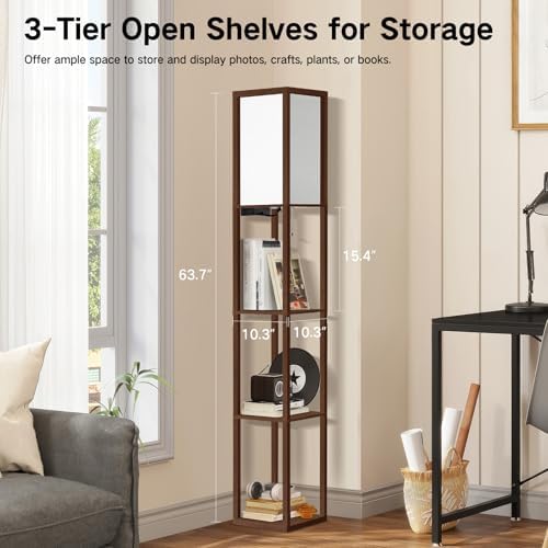 OUTON Floor Lamp with Shelves and USB Port