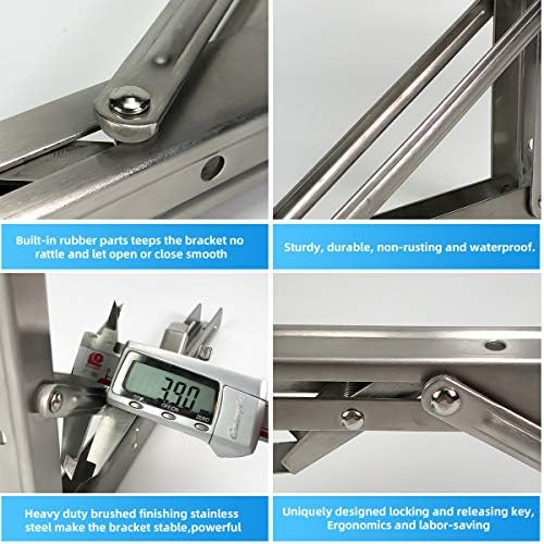 Folding Shelf Brackets 12 Inch Heavy Duty Stainless Steel