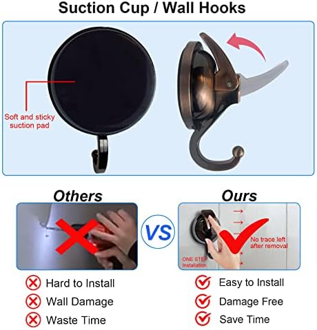Heavy Duty Vacuum Suction Shower Hooks Antique Brass 2 Pack