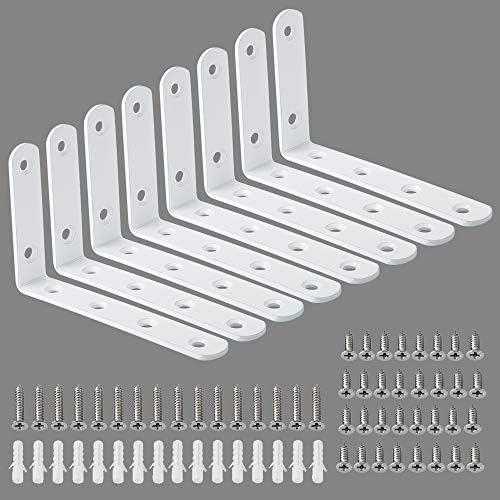 Alise 8 Pack Floating Shelf Brackets White Heavy Duty L Brackets