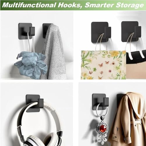 VINHOLD Adhesive Shower Hooks 2 Pack Black