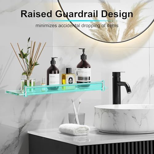 20 Inches Glass Shelves for Bathroom Modern Wall Mount