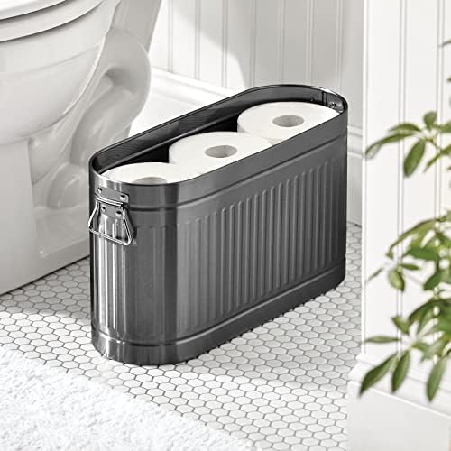 mDesign Large Steel Free Standing Toilet Paper Organizer 6-Roll