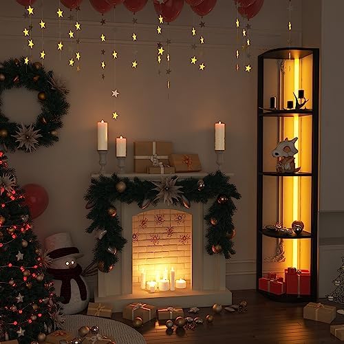 ROJASOP 5 Tier Corner Shelf with Light Floor Lamp