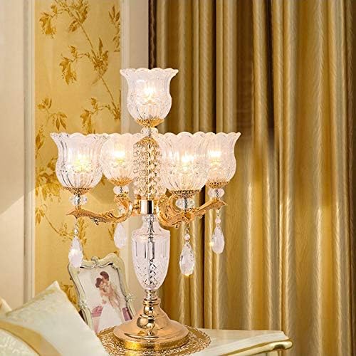 Elegant LED Desk Lamp with Crystal Shade and Pendant