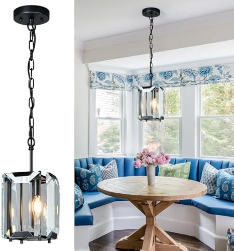 Modern Black Crystal Chandelier Rectangle Pendant Light