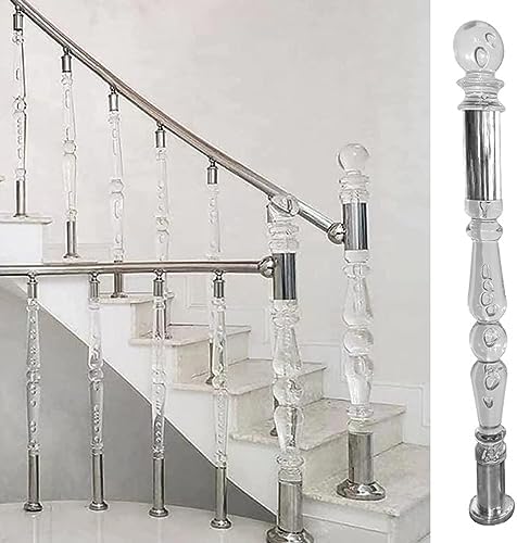 Clear Acrylic Newel Post with Silver Base - 125cm