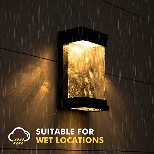 LUTEC Starry 795 Lumen 3000K LED Wall Light with Seeded Glass