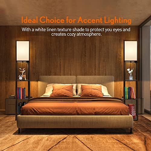 OUTON Floor Lamp with Shelves and USB Port
